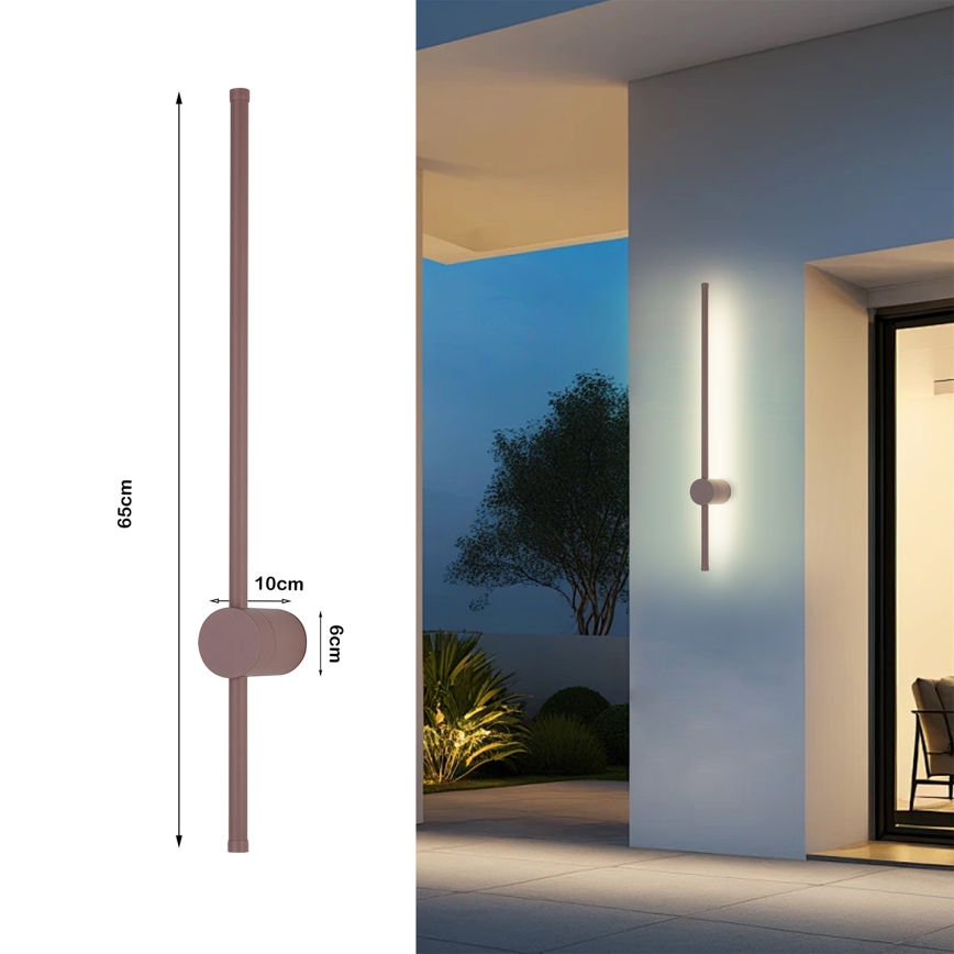 Brilagi - LED utomhusvägglampa AURA 12W/230V 3000K IP54 65 cm brun CRI 90
