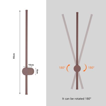Brilagi - LED utomhusvägglampa AURA 12W/230V 3000K IP54 65 cm brun CRI 90