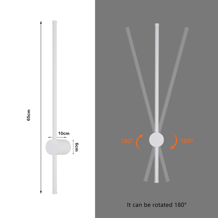 Brilagi - AURA LED utomhusvägglampa, 12 W, 230 V, 3000 K, IP54, 65 cm, vit, CRI 90