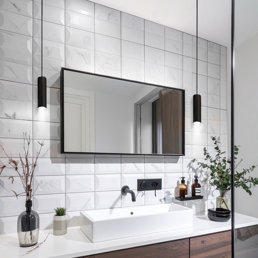 Brilagi - Badrumsljuskrona på sträng SELE AQUA 1xGU10/30W/230V IP44 svart