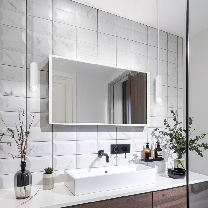 Brilagi - Badrumsljuskrona på sträng SELE AQUA 1xGU10/30W/230V IP44 vit