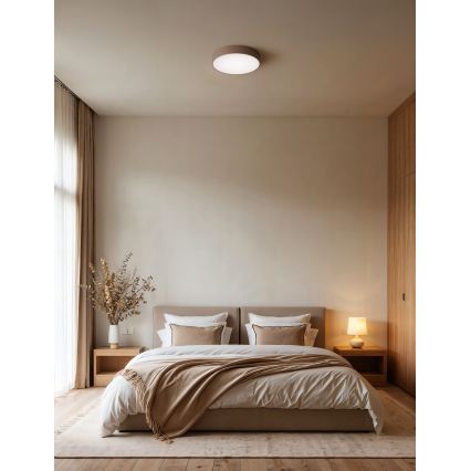 Brilagi - Taklampa för badrum med rörelse- och skymningssensor CLARE 3xE27/24W/230V diam. 40 cm brun IP54
