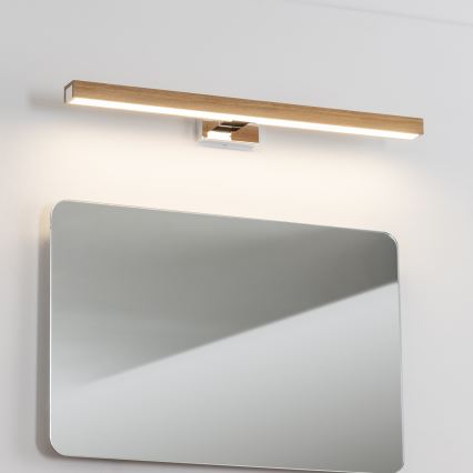 Brilagi - Badrumsspegel med LED-belysning WOODY MIRROR LED/12W/230V 60 cm IP44 ek/skinande krom