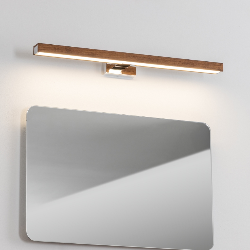 Brilagi - Badrumsspegel med LED-belysning WOODY MIRROR LED/12W/230V 60 cm IP44 ek körsbär/skinande krom