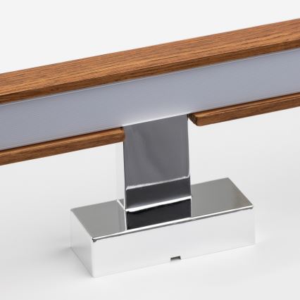 Brilagi - Badrumsspegel med LED-belysning WOODY MIRROR LED/12W/230V 60 cm IP44 ek körsbär/skinande krom