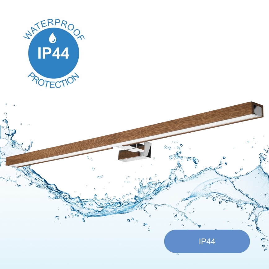 Brilagi - Badrumsspegel med LED-belysning WOODY MIRROR LED/15W/230V 90 cm IP44 ek körsbär/skinande krom