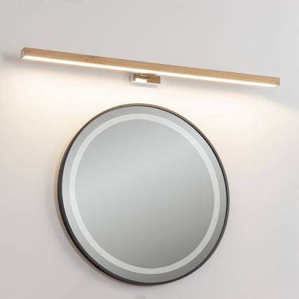 Brilagi - Badrumsspegel med LED-belysning WOODY MIRROR LED/15W/230V 90 cm IP44 ek/skinande krom