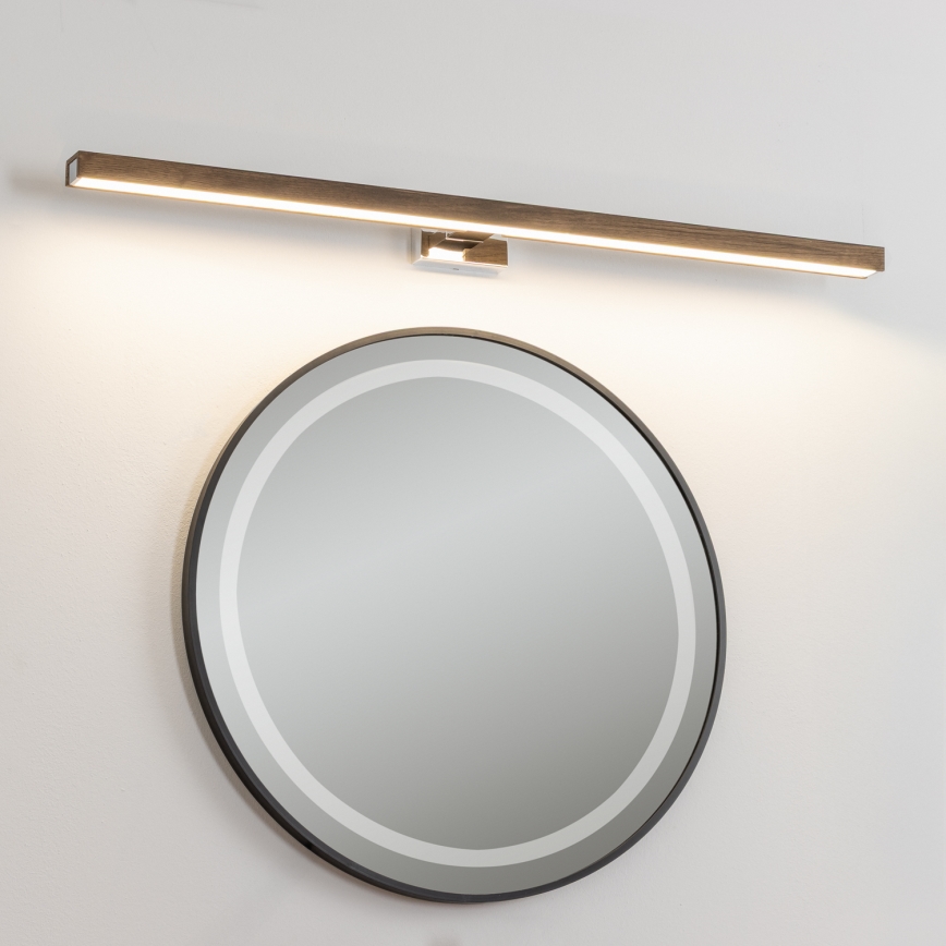 Brilagi - Badrumsspegel med LED-belysning WOODY MIRROR LED/15W/230V 90 cm IP44 ek valnöt/skinande krom