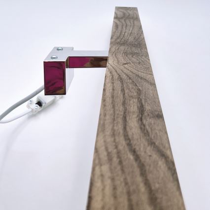 Brilagi - Badrumsspegel med LED-belysning WOODY MIRROR LED/15W/230V 90 cm IP44 ek valnöt/skinande krom