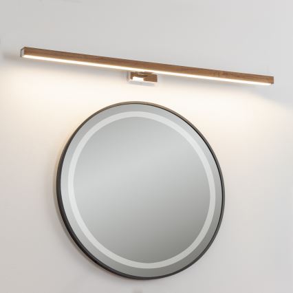 Brilagi - Badrumsspegel med LED-belysning WOODY MIRROR LED/15W/230V 90 cm IP44 ek körsbär/skinande krom