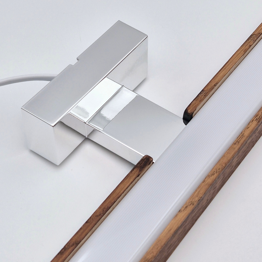 Brilagi - Badrumsspegel med LED-belysning WOODY MIRROR LED/15W/230V 90 cm IP44 ek körsbär/skinande krom