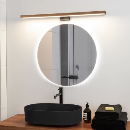 Brilagi - Badrumsspegel med LED-belysning WOODY MIRROR LED/15W/230V 90 cm IP44 ek körsbär/svart