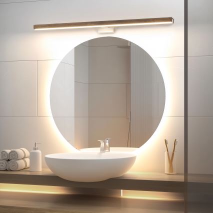 Brilagi - Badrumsspegel med LED-belysning WOODY MIRROR LED/15W/230V 90 cm IP44 ek valnöt/vit
