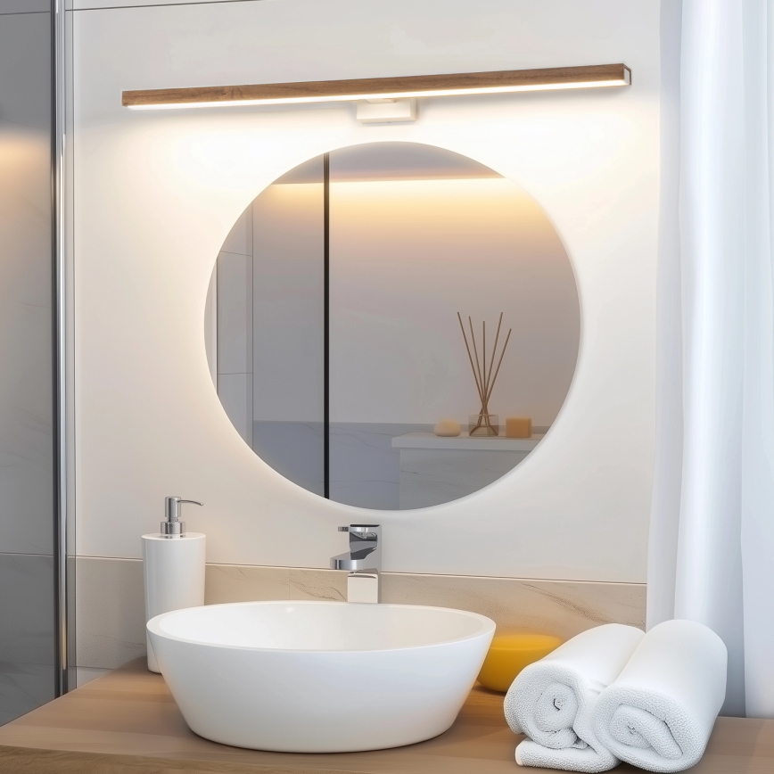 Brilagi - Badrumsspegel med LED-belysning WOODY MIRROR LED/15W/230V 90 cm IP44 ek körsbär/vit