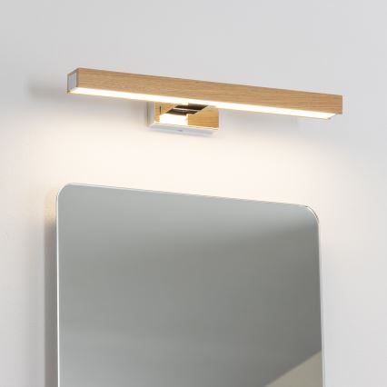 Brilagi - Badrumsspegel med LED-belysning WOODY MIRROR LED/8W/230V 40 cm IP44 ek/skinande krom
