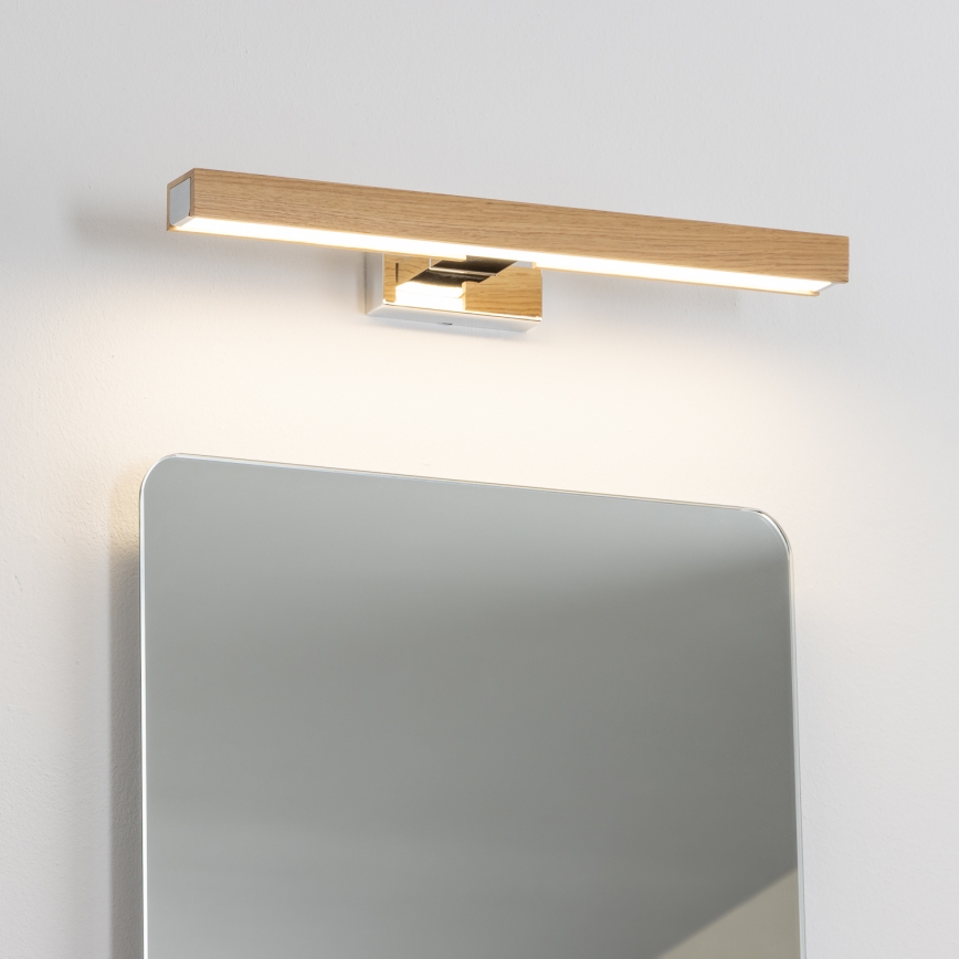 Brilagi - Badrumsspegel med LED-belysning WOODY MIRROR LED/8W/230V 40 cm IP44 ek/skinande krom