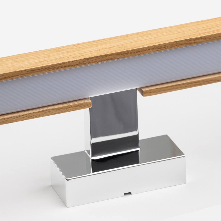 Brilagi - Badrumsspegel med LED-belysning WOODY MIRROR LED/8W/230V 40 cm IP44 ek/skinande krom