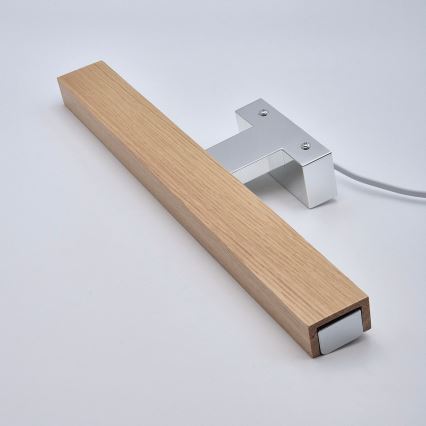 Brilagi - Badrumsspegel med LED-belysning WOODY MIRROR LED/8W/230V 40 cm IP44 ek/skinande krom