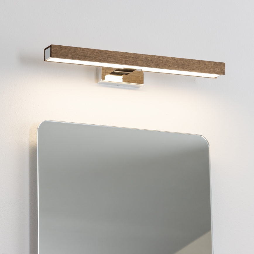 Brilagi - Badrumsspegel med LED-belysning WOODY MIRROR LED/8W/230V 40 cm IP44 ek valnöt/skinande krom