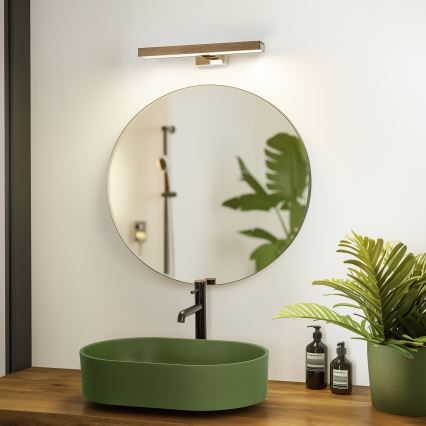 Brilagi - Badrumsspegel med LED-belysning WOODY MIRROR LED/8W/230V 40 cm IP44 ek valnöt/skinande krom
