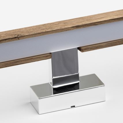 Brilagi - Badrumsspegel med LED-belysning WOODY MIRROR LED/8W/230V 40 cm IP44 ek valnöt/skinande krom