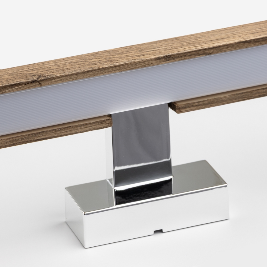 Brilagi - Badrumsspegel med LED-belysning WOODY MIRROR LED/8W/230V 40 cm IP44 ek valnöt/skinande krom