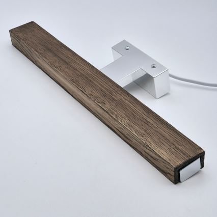 Brilagi - Badrumsspegel med LED-belysning WOODY MIRROR LED/8W/230V 40 cm IP44 ek valnöt/skinande krom