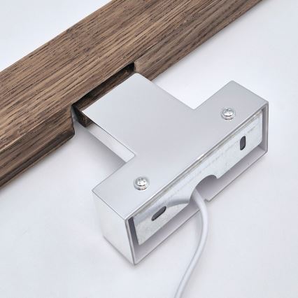 Brilagi - Badrumsspegel med LED-belysning WOODY MIRROR LED/8W/230V 40 cm IP44 ek valnöt/skinande krom