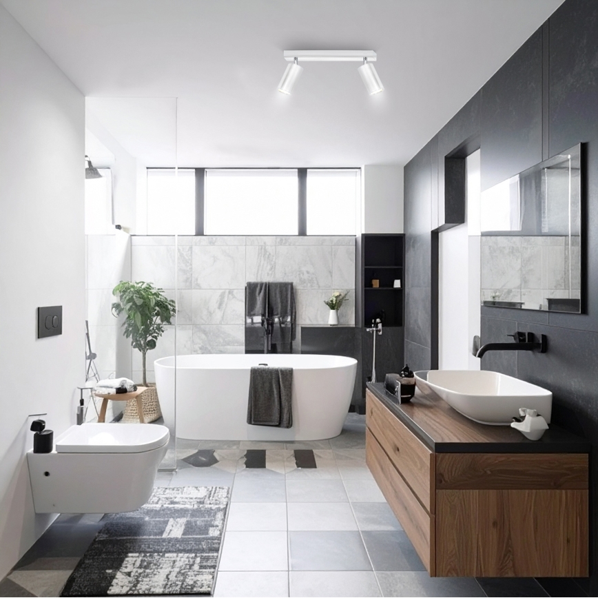 Brilagi - Badrumsspotlight SELE 2xGU10/30W/230V IP44 skinande krom