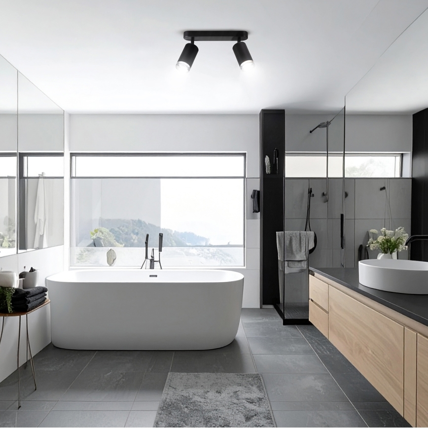 Brilagi - Badrumsspotlight SELE 2xGU10/30W/230V IP44 svart