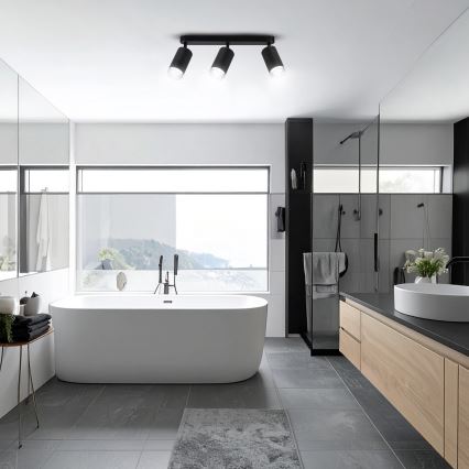 Brilagi - Badrumsspotlight SELE 3xGU10/30W/230V IP44 svart