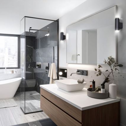 Brilagi - Badrum väggspotlight SELE AQUA 4xGU10/30W/230V IP44 svart