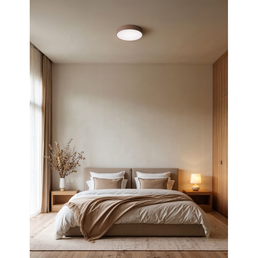 Brilagi - Badrumstaklampa med rörelse- och skymningssensor CLARE 4xE27/24W/230V Ø 50 cm brun IP54