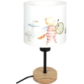 BRILAGI - Barnbordslampa BOBO WOOD 1xE27/25W/230V ek/svart/vit/djurmotiv