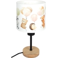 BRILAGI - Barnbordslampa BOBO WOOD 1xE27/25W/230V ek/svart/vit/djurmotiv
