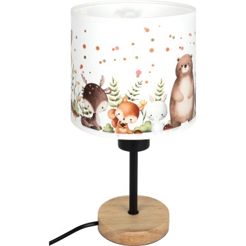 BRILAGI - Barnbordslampa BOBO WOOD 1xE27/25W/230V ek/svart/vit/djurmotiv