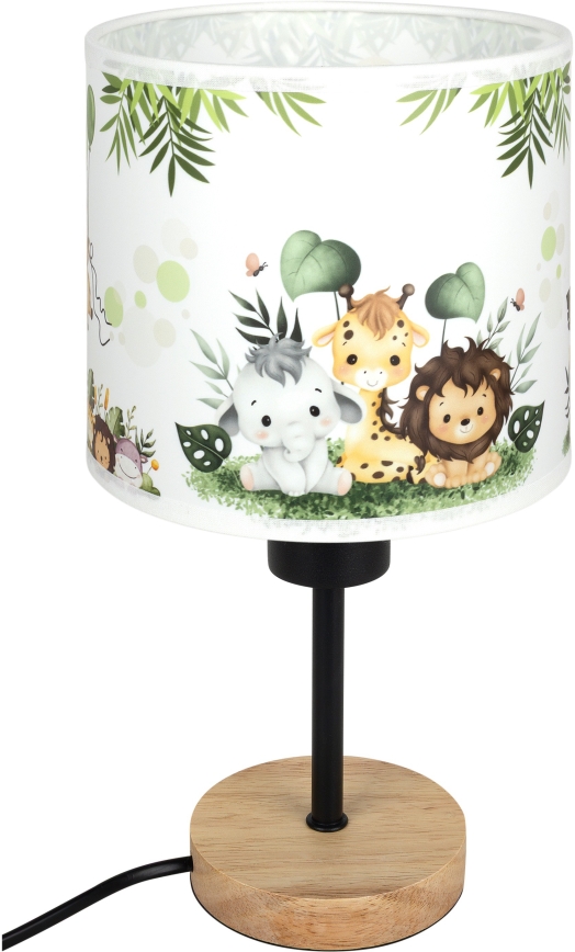 BRILAGI - Barnbordslampa BOBO WOOD 1xE27/25W/230V ek/svart/vit/grön/djungel