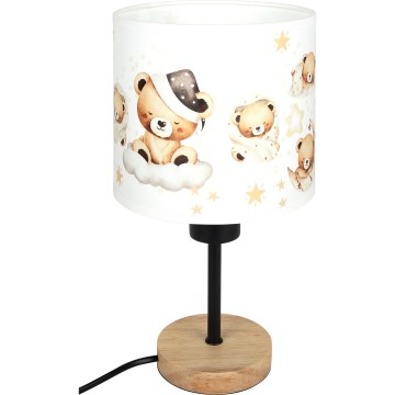 BRILAGI - Barns bordslampa BOBO WOOD 1xE27/25W/230V ek/svart/vit/nallar