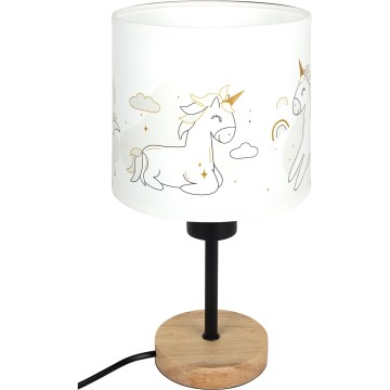BRILAGI - Barnskrivbordslampa BOBO WOOD 1xE27/25W/230V ek/svart/vit/enhörningar