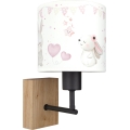 BRILAGI - Barnvägglampa BOBO WOOD 1xE27/25W/230V ek/svart/krämvit/kaninmotiv