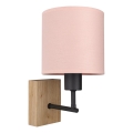 BRILAGI - Barnvägglampa BOBO WOOD 1xE27/25W/230V ek/svart/rosa