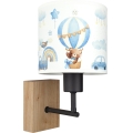 BRILAGI - Barnvägglampa BOBO WOOD 1xE27/25W/230V ek/svart/vit/blå/nallar