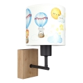 BRILAGI - Barnvägglampa BOBO WOOD 1xE27/25W/230V ek/svart/vit/djurmotiv