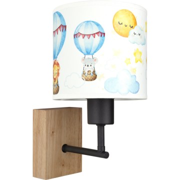 BRILAGI - Barnvägglampa BOBO WOOD 1xE27/25W/230V ek/svart/vit/djurmotiv