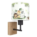 BRILAGI - Barnvägglampa BOBO WOOD 1xE27/25W/230V ek/svart/vit/grön/djungel