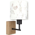 BRILAGI - Barnvägglampa BOBO WOOD 1xE27/25W/230V ek/svart/vit/kaniner