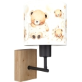 BRILAGI - Barnvägglampa BOBO WOOD 1xE27/25W/230V ek/svart/vit/nallar