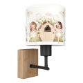BRILAGI - Barnvägglampa BOBO WOOD 1xE27/25W/230V ek/svart/vit/rosa/älvor