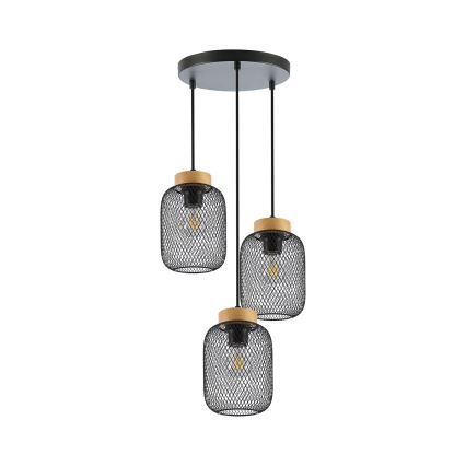 Brilagi - BASKLITE pendellampa på kabel 3xE27/15W/230V trä/svart