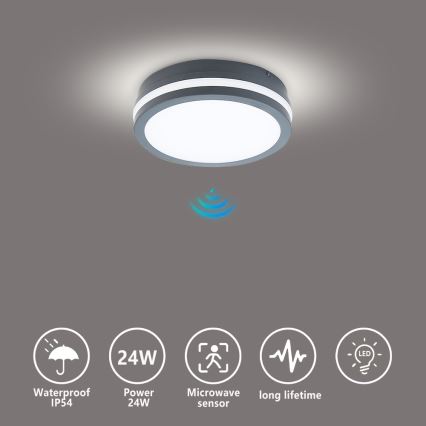 Brilagi - LED Utomhusbelysning med sensor BENE LED/18W/230V Ø 22 cm antracit IP54